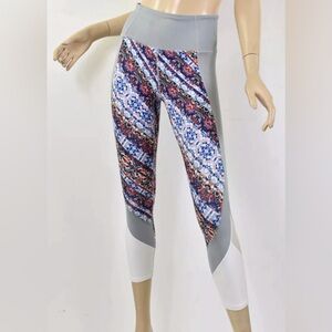 ATHLETA Powervita Crop Leggings Multi-Color Print NOMAD SALUTATION MESH Women S